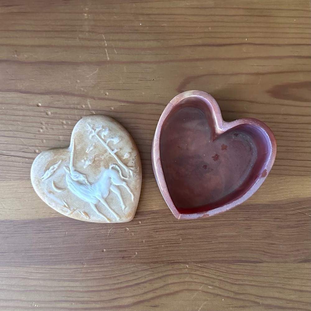 Vintage 70s Robert Nemith Hand Carved Unicorn Soapstone Trinket Box